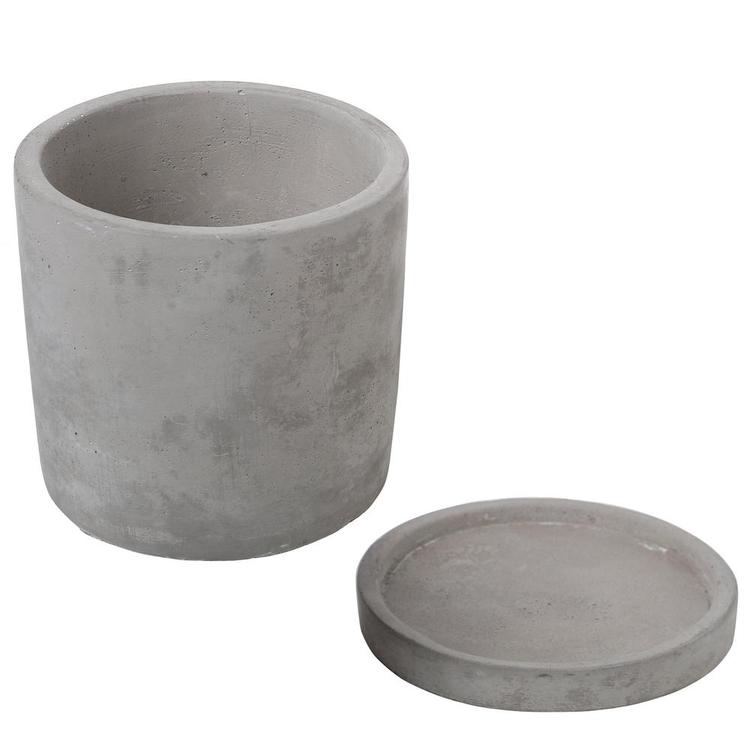 Modern 4-Inch Gray Unglazed Cement Planter Pots with Removable Saucers, Set of 2 - Mygiftss Enterprise LLC