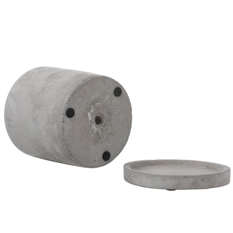 Modern 4-Inch Gray Unglazed Cement Planter Pots with Removable Saucers, Set of 2 - Mygiftss Enterprise LLC