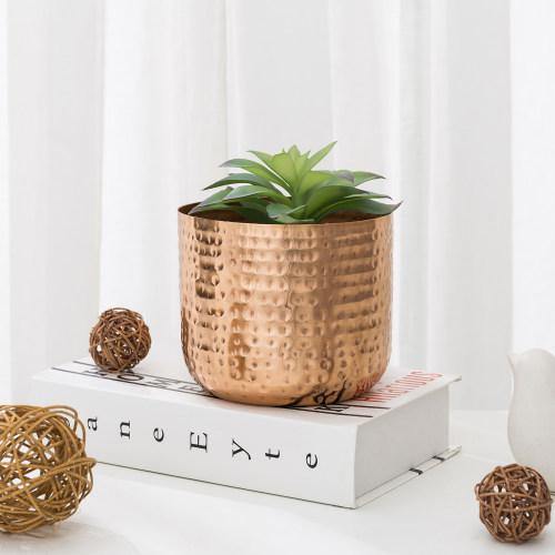 Hammered Style Copper Metal Planter Pot - Mygiftss