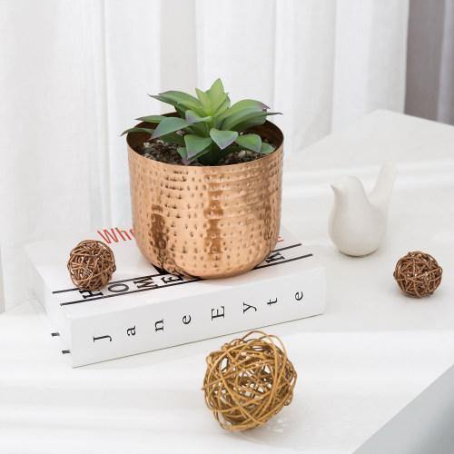 Hammered Style Copper Metal Planter Pot - Mygiftss