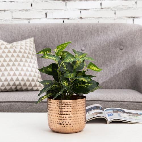 Hammered Style Copper Metal Planter Pot - Mygiftss
