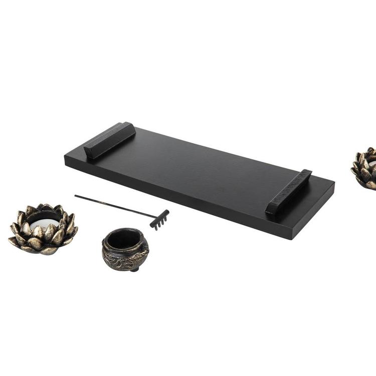 Home Zen Garden Set - Buddha Statue / Lotus Tea Light Candle Holder / Incense Burner Holder - Mygiftss Enterprise LLC