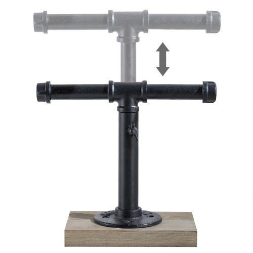 Industrial Pipe Jewelry Stand with Gray Wood Base - Mygiftss