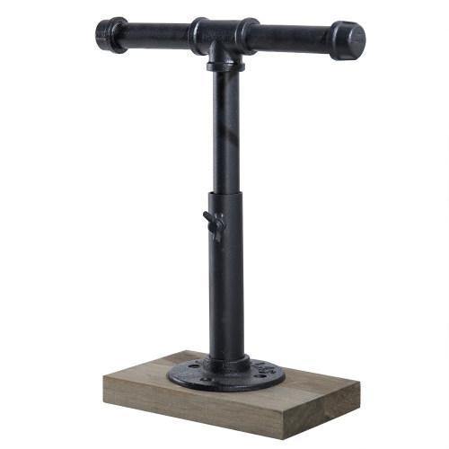 Industrial Pipe Jewelry Stand with Gray Wood Base - Mygiftss