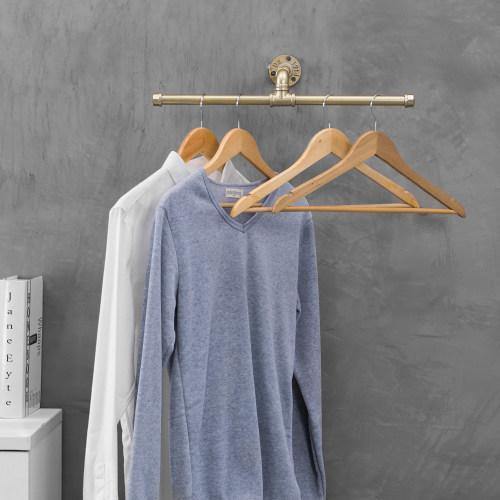 Industrial Pipe Wall Mounted Clothing Bar, Gold Tone - Mygiftss