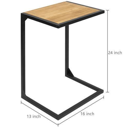 Industrial Style Brown Burnt Wood & Black Metal Side Table - Mygiftss