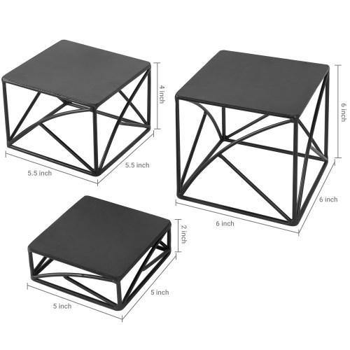 Matte Black Metal Nesting Display Risers, Set of 3 - Mygiftss