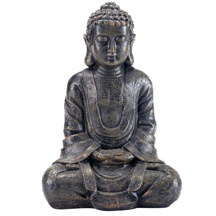 12 Inch Meditating Seated Buddha Statue Figurine with Rustic Gray Finish - Mygiftss Enterprise LLC