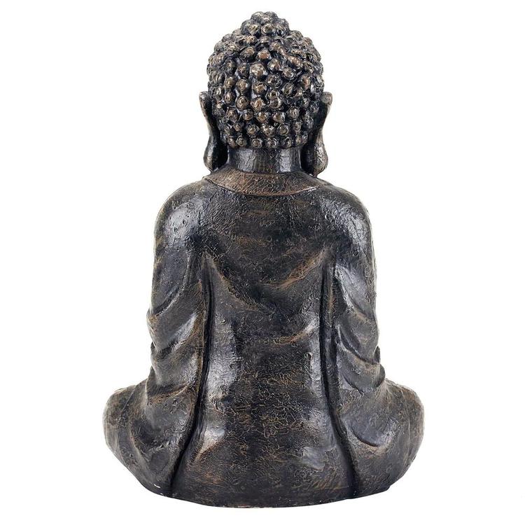 12 Inch Meditating Seated Buddha Statue Figurine with Rustic Gray Finish - Mygiftss Enterprise LLC