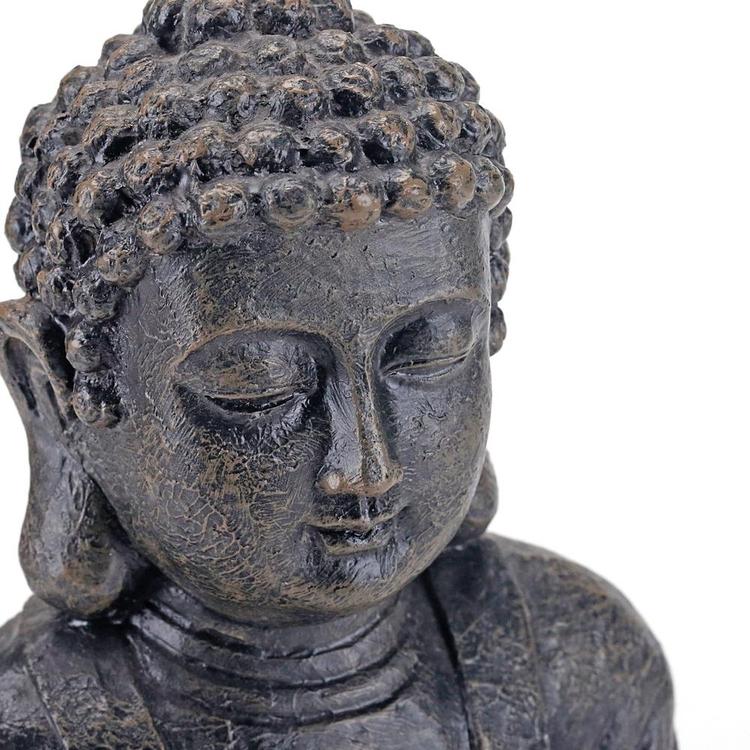 12 Inch Meditating Seated Buddha Statue Figurine with Rustic Gray Finish - Mygiftss Enterprise LLC