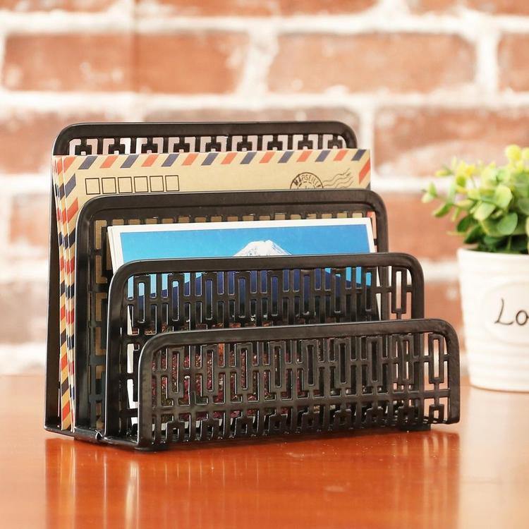 Metal Cut-out Design Mail Sorter, Black - Mygiftss