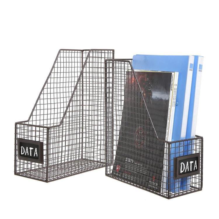 Metal Mesh Magazine Holder with Chalkboard Labels, Set of 2 - Mygiftss