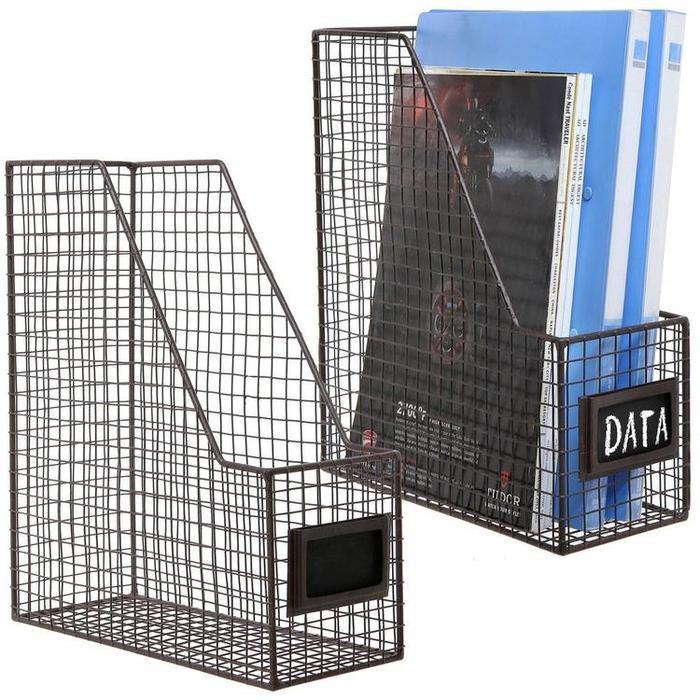 Metal Mesh Magazine Holder with Chalkboard Labels, Set of 2 - Mygiftss