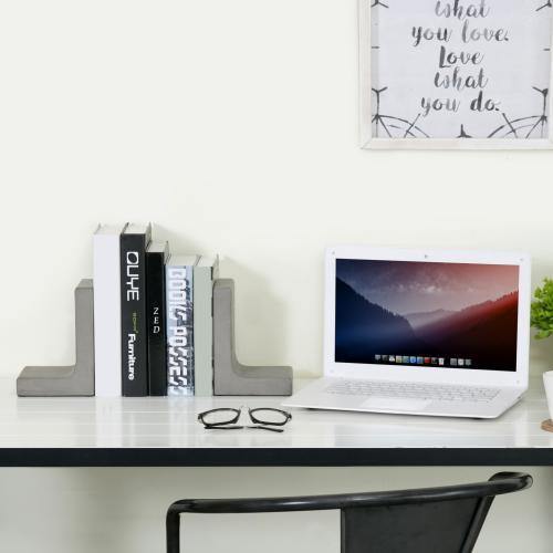 Modern L-Shaped Concrete Grey Bookends - Mygiftss