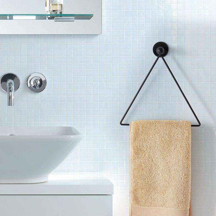 Modern Wall Mounted Triangle Metal Bathroom / Kitchen Hand Towel Bar Rack, Black - Mygiftss Enterprise LLC