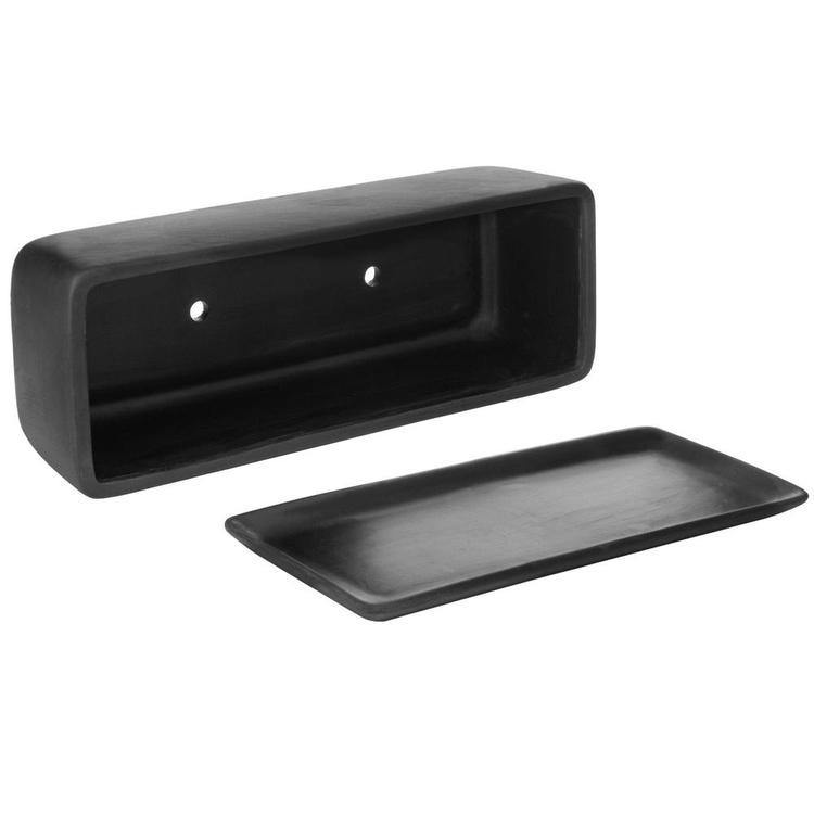 Rectangular Ceramic Succulent Planter with Saucer, Black - Mygiftss