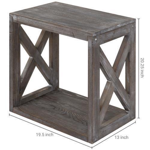 Rectangular Wood End Table with Vintage Gray Finish - Mygiftss