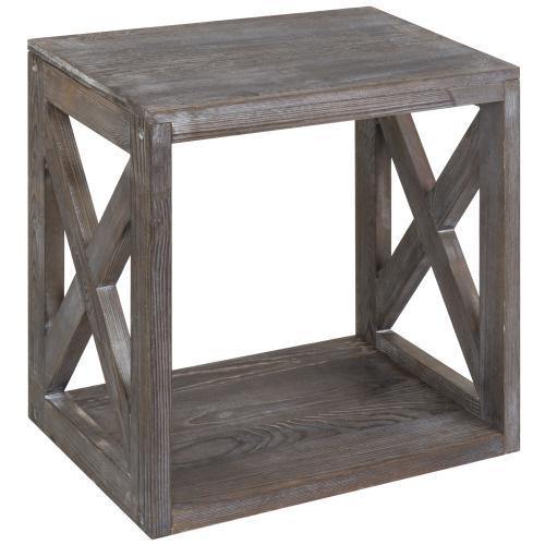 Rectangular Wood End Table with Vintage Gray Finish - Mygiftss