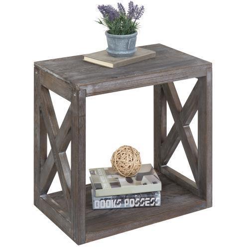 Rectangular Wood End Table with Vintage Gray Finish - Mygiftss