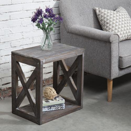 Rectangular Wood End Table with Vintage Gray Finish - Mygiftss