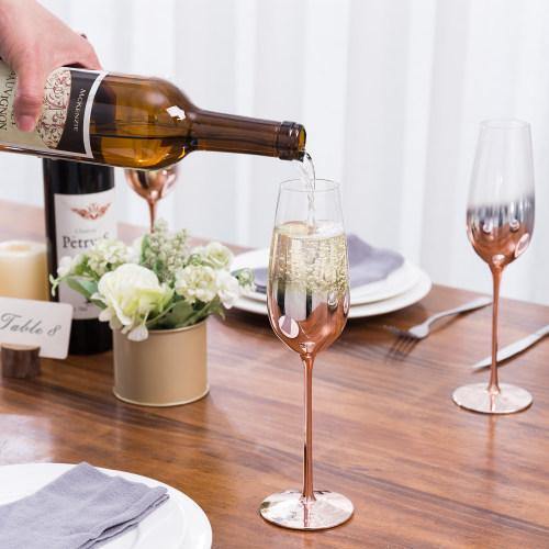 Rose Gold Champagne Flute Glasses, Set of 4 - Mygiftss