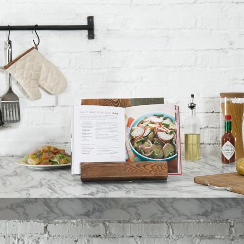 Rustic 2-Tone Brown Wood Cookbook Holder - Mygiftss