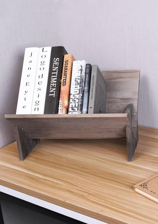 Rustic Barnwood Gray Tilted Desktop Bookshelf - Mygiftss Enterprise LLC