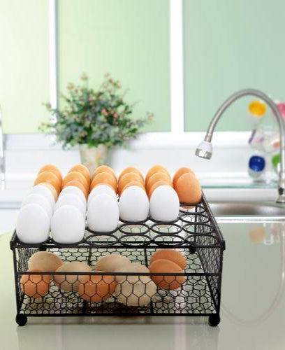 Rustic Black Chicken Wire 36 Eggs Display Tray and Storage Basket - Mygiftss