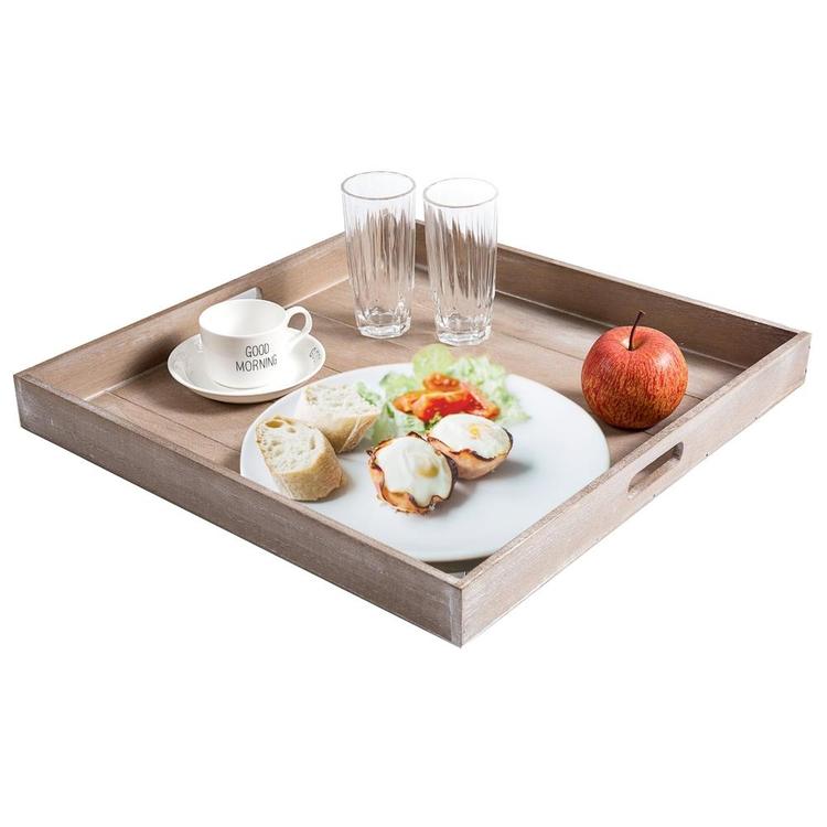 Large Shabby Chic Square Wood Serving Tray for Breakfast in Bed, Tea, Coffee - Mygiftss Enterprise LLC