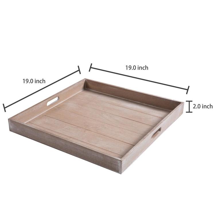 Large Shabby Chic Square Wood Serving Tray for Breakfast in Bed, Tea, Coffee - Mygiftss Enterprise LLC