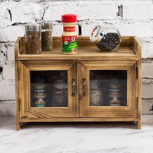 Rustic Dark Brown Wood Kitchen & Bathroom Countertop Cabinet - Mygiftss