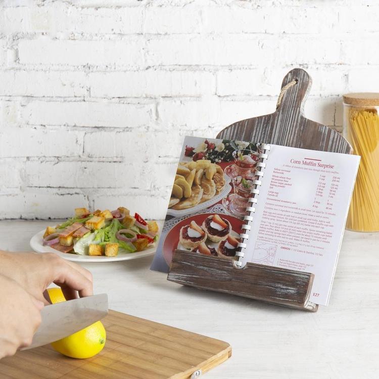 Rustic Farmhouse Torched Wood Cookbook iPad Holder with Kickstand - Mygiftss Enterprise LLC