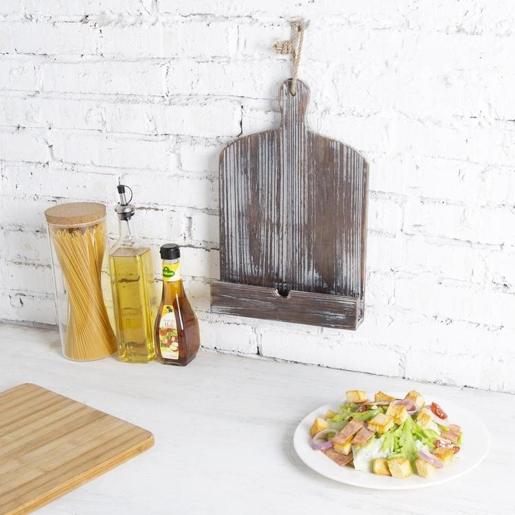 Rustic Farmhouse Torched Wood Cookbook iPad Holder with Kickstand - Mygiftss Enterprise LLC