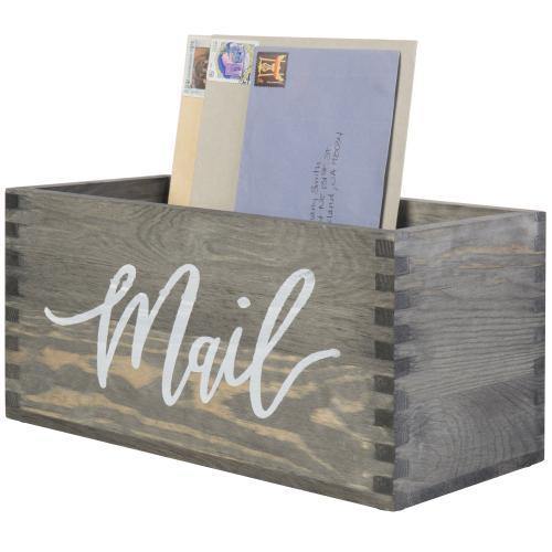 Rustic Gray Wood Tabletop Mail Box - Mygiftss