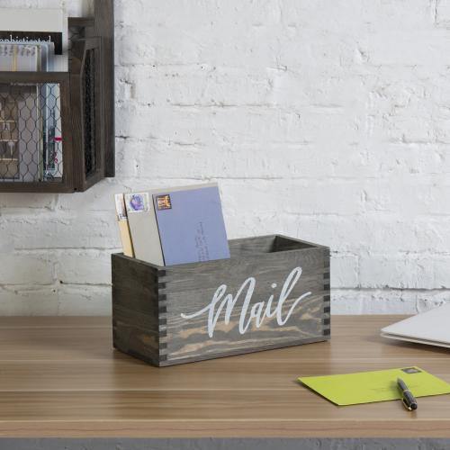 Rustic Gray Wood Tabletop Mail Box - Mygiftss