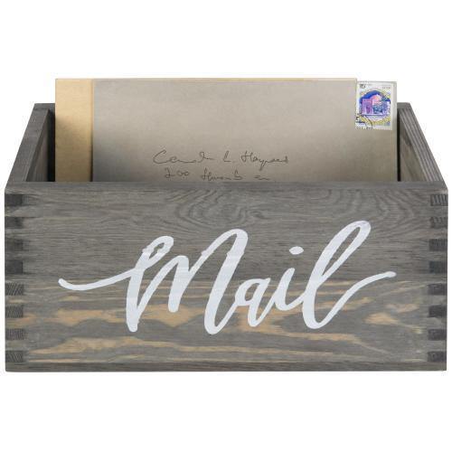 Rustic Gray Wood Tabletop Mail Box - Mygiftss