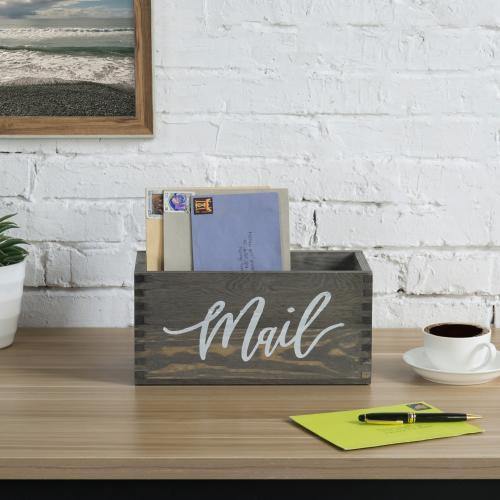Rustic Gray Wood Tabletop Mail Box - Mygiftss