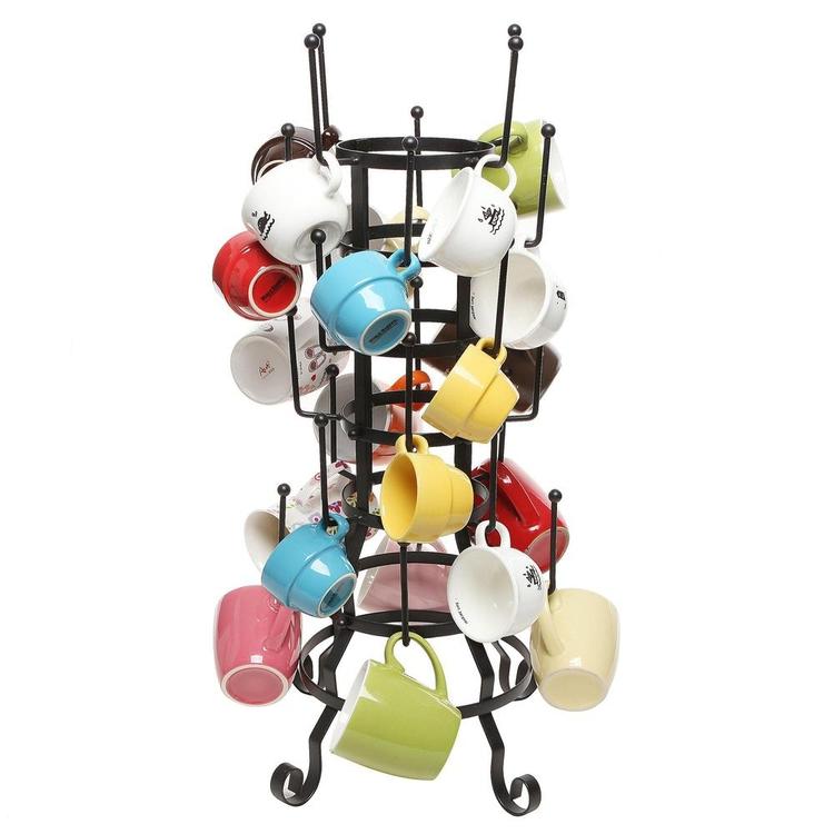 Rustic Black Iron Mug / Glass / Cup / Bottle Hanger Hook Organizer Stand - Mygiftss Enterprise LLC