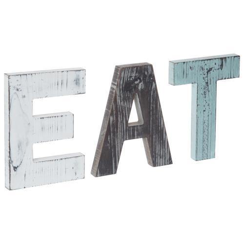 Rustic Multicolor Cutout Wooden EAT Letter Sign - Mygiftss