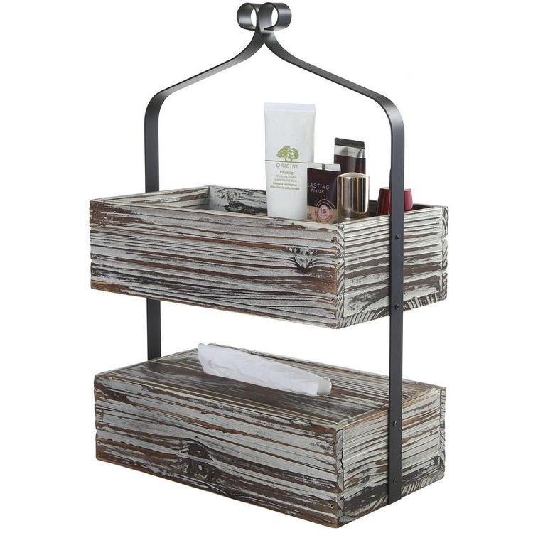 Rustic Torched Wood Counter-Top Shelf - Mygiftss