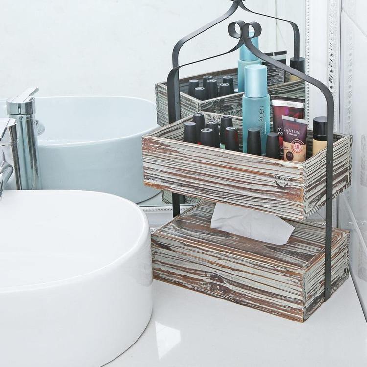 Rustic Torched Wood Counter-Top Shelf - Mygiftss