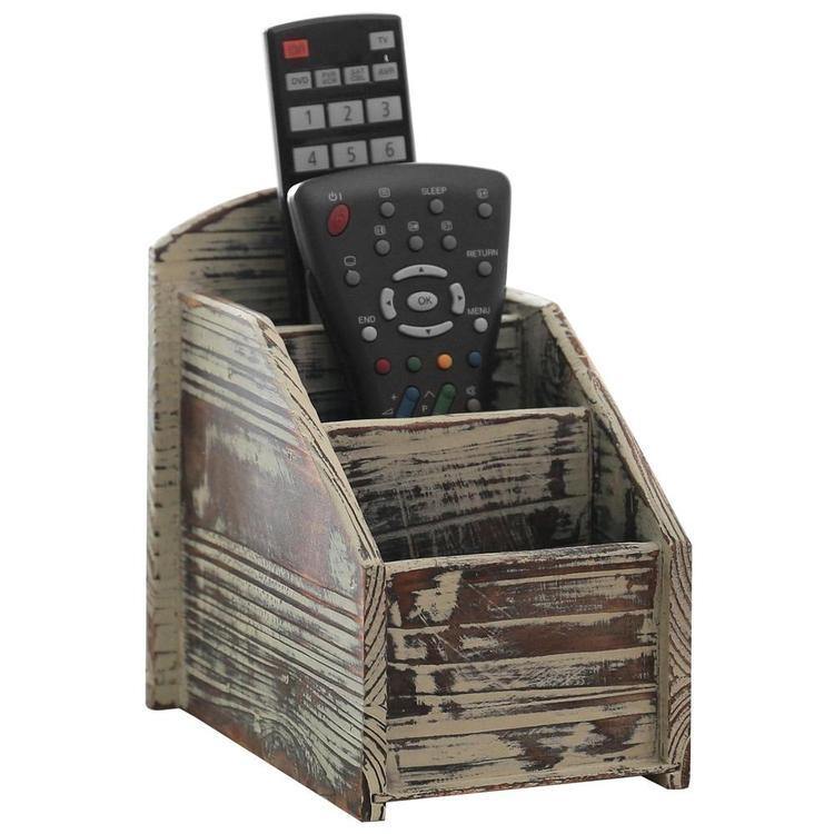 Rustic Torched Wood Remote Control Holder - Mygiftss