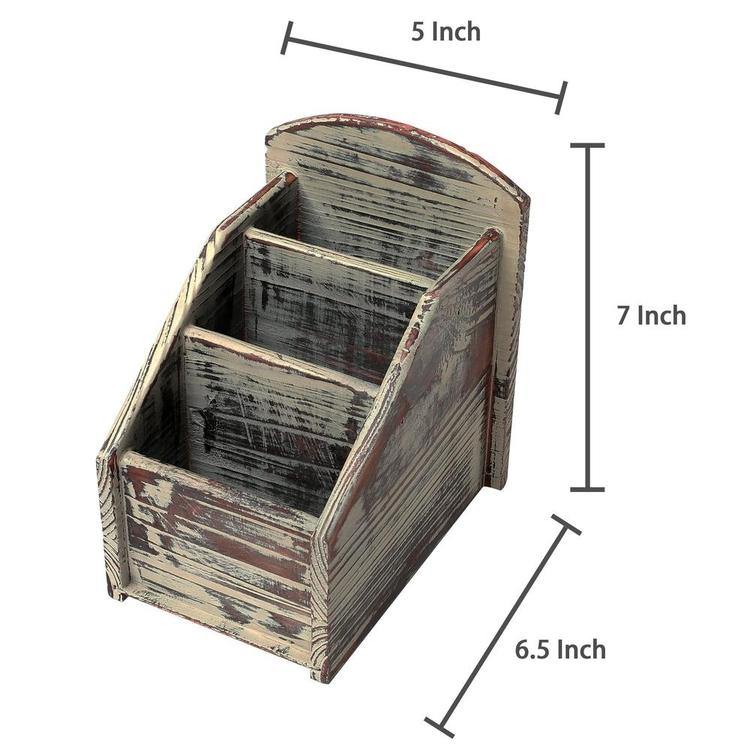 Rustic Torched Wood Remote Control Holder - Mygiftss