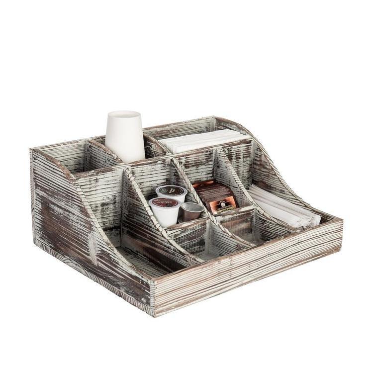 Rustic Torched Wood Tabletop Condiment Holder - Mygiftss