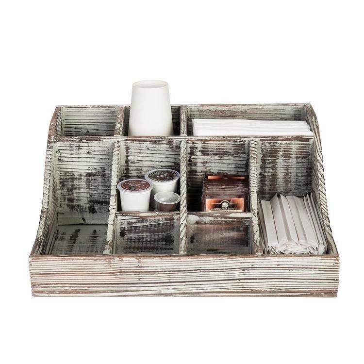 Rustic Torched Wood Tabletop Condiment Holder - Mygiftss