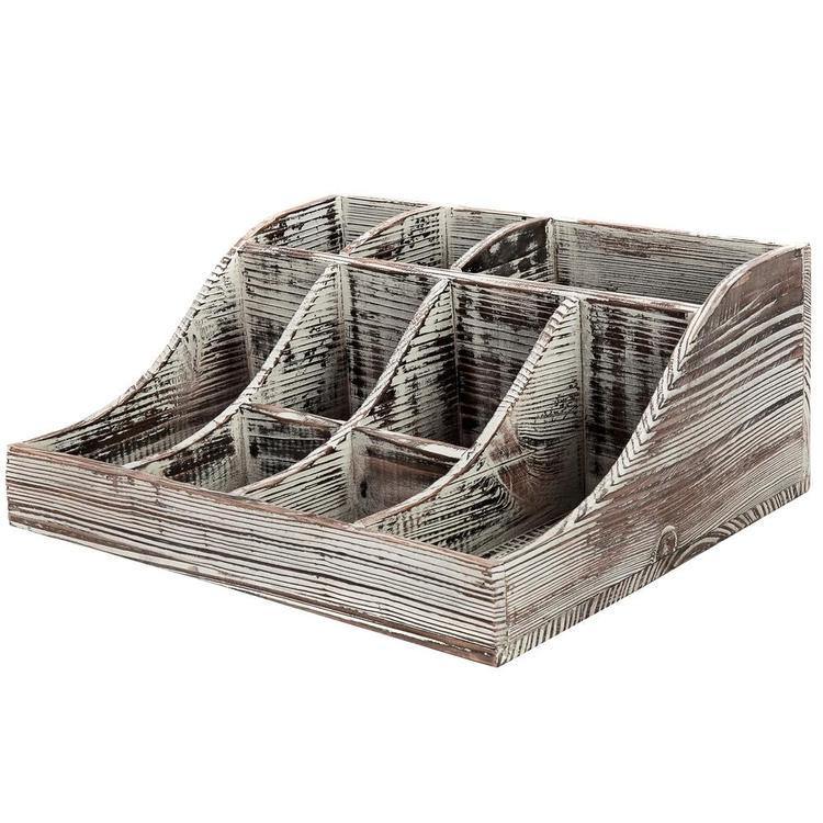 Rustic Torched Wood Tabletop Condiment Holder - Mygiftss