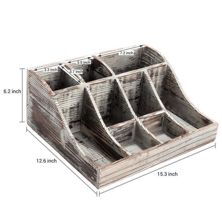 Rustic Torched Wood Tabletop Condiment Holder - Mygiftss