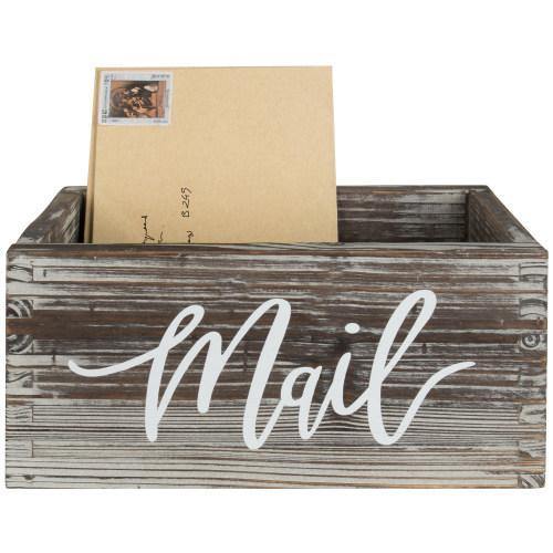 Rustic Torched Wood Tabletop Mail Box - Mygiftss