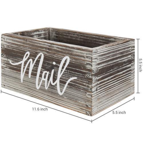 Rustic Torched Wood Tabletop Mail Box - Mygiftss