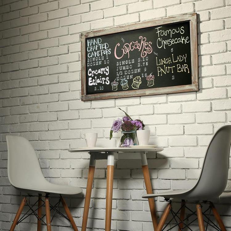 Rustic Wall-Mounted Torched Wood Chalkboard - Mygiftss